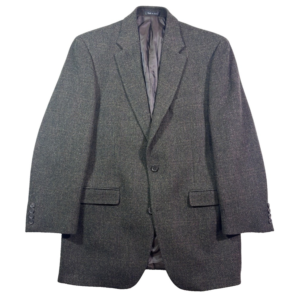 dark green herringbone heavy tweed Ralph Lauren blazer jacket sport coat 40S‎